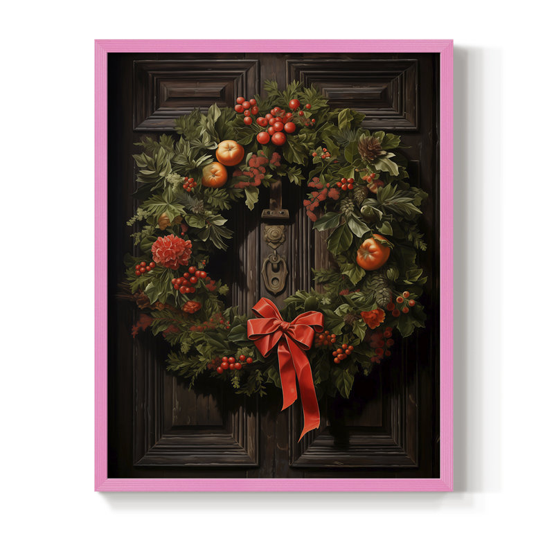 «Christmas Holiday Art DCLXI», reproduction d'art encadrée - bois massif, H 21 po x l 17 po, Rose