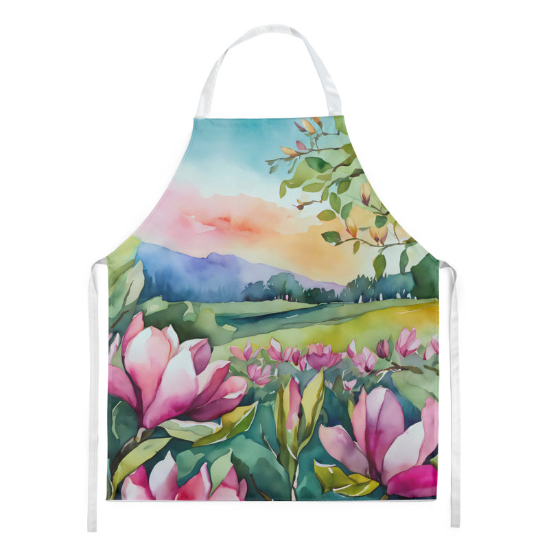 Tennessee Iris in Watercolor Apron, Purple/Pink Louisiana Magnolias