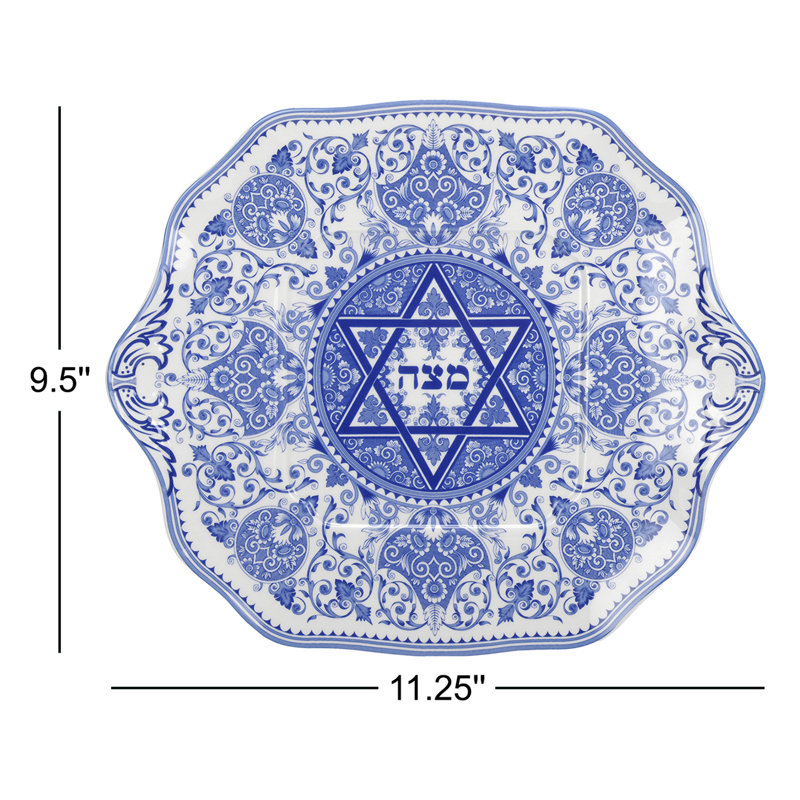 Judaica Porcelain China White/Blue Charger