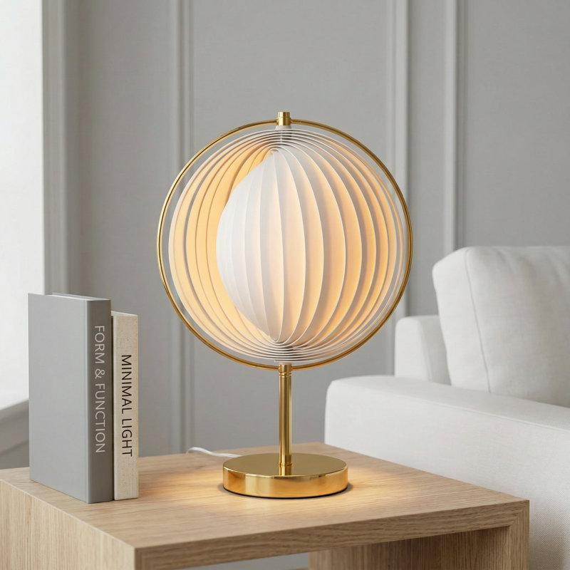 Lampe de table moderne simple 1 lumière 12 "avec abat-jour rotatif multi-formes en acrylique (ampoule incluse)
