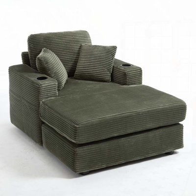 Nuvia Modern Indoor Chaise Lounge With High-Density Foam And Dual Cup Holders
