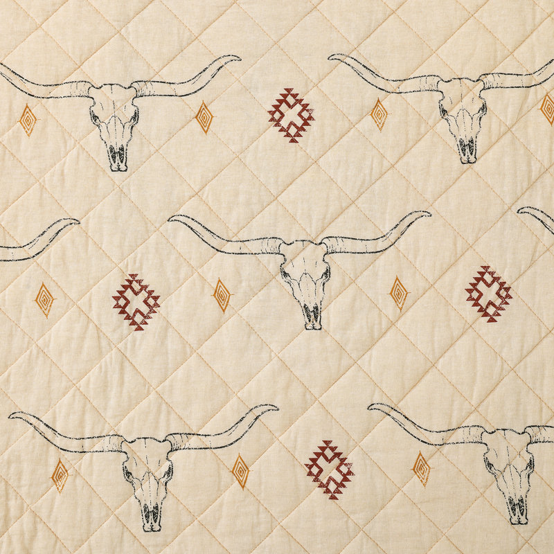Ensemble de courtepointe réversible Maverick Longhorns, Courtepointe très grand + 2 taies décoratives
