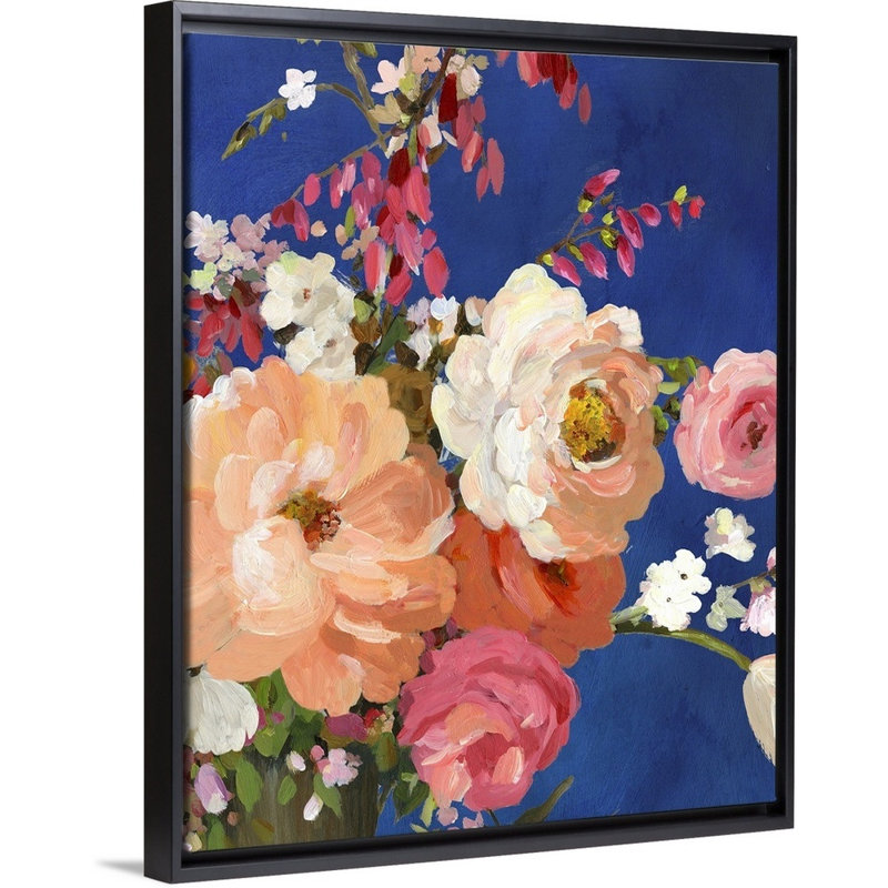 «Midnight Garden Flowers I» par Allison Pearce - reproduction d'art, H 22 po x l 18 po x P 1,75 po, Toile avec cadre noir
