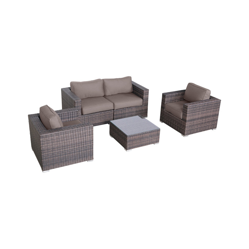 Ahmirah Fully Assembled 4 Piece Sofa Seating Group with Cushions, Sunbrella Taupe