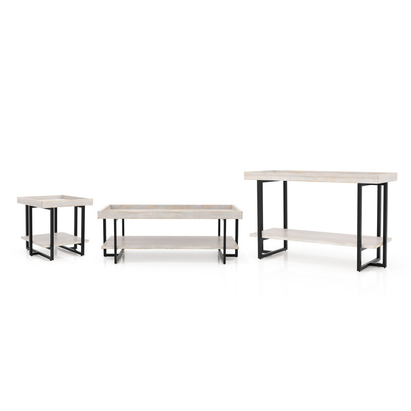 Ensemble de tables basses 3 pièces Baden, Blanc