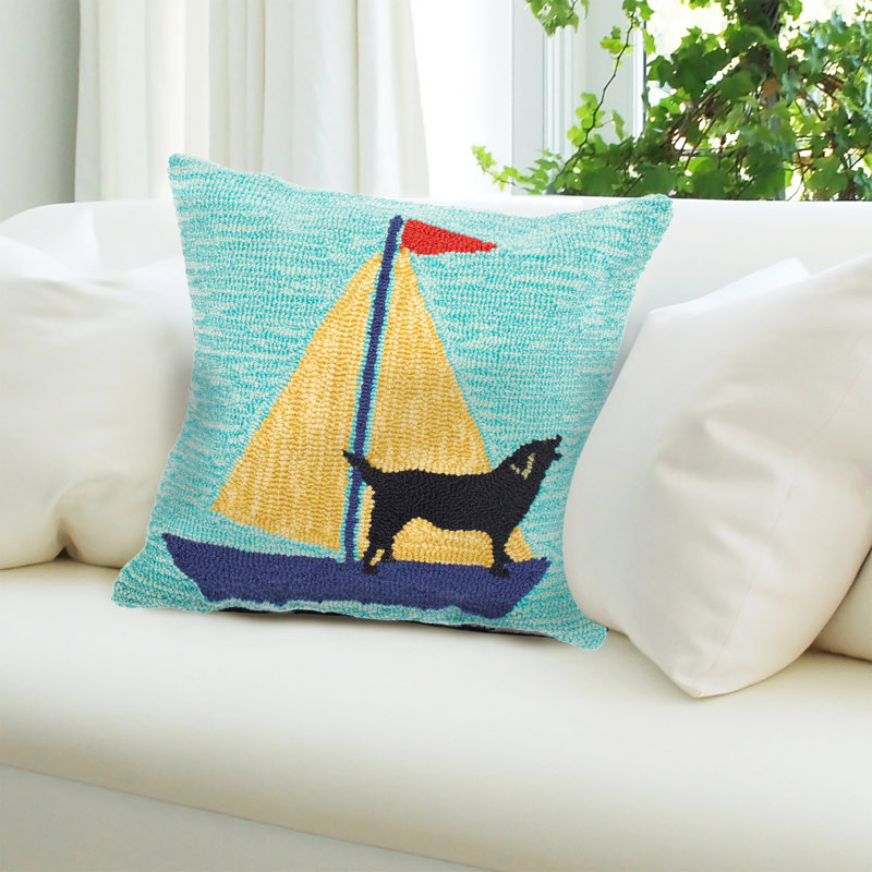 Sailing Dog Throw Pillow