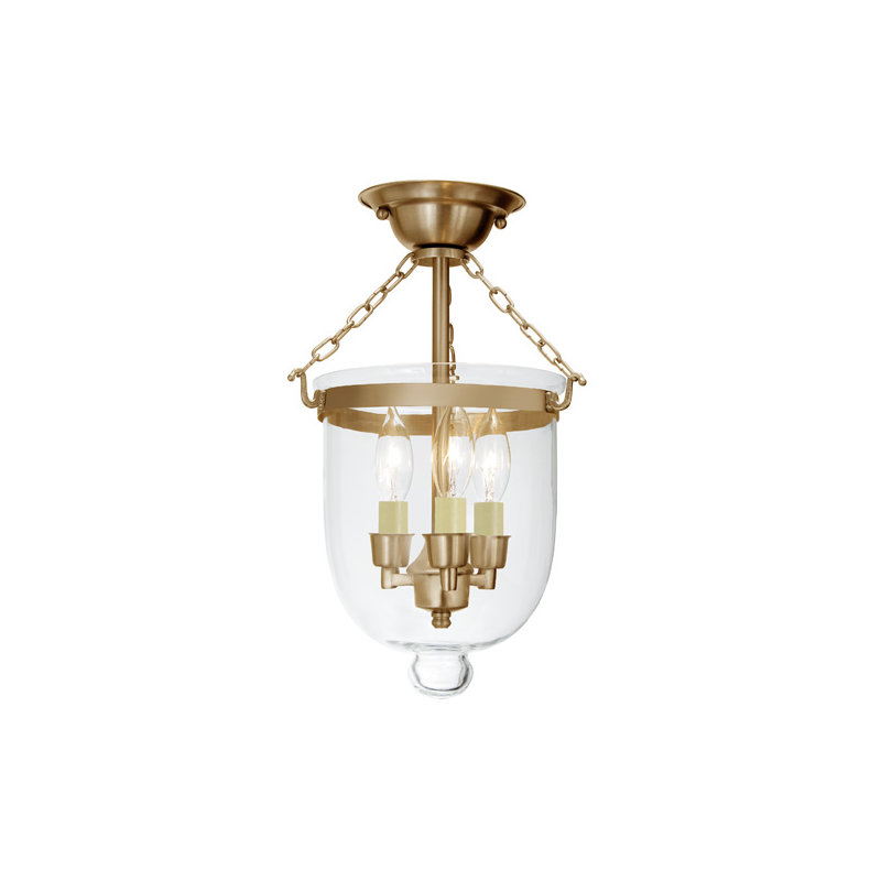 Sarahi Glass Semi Flush Mount, Rubbed brass