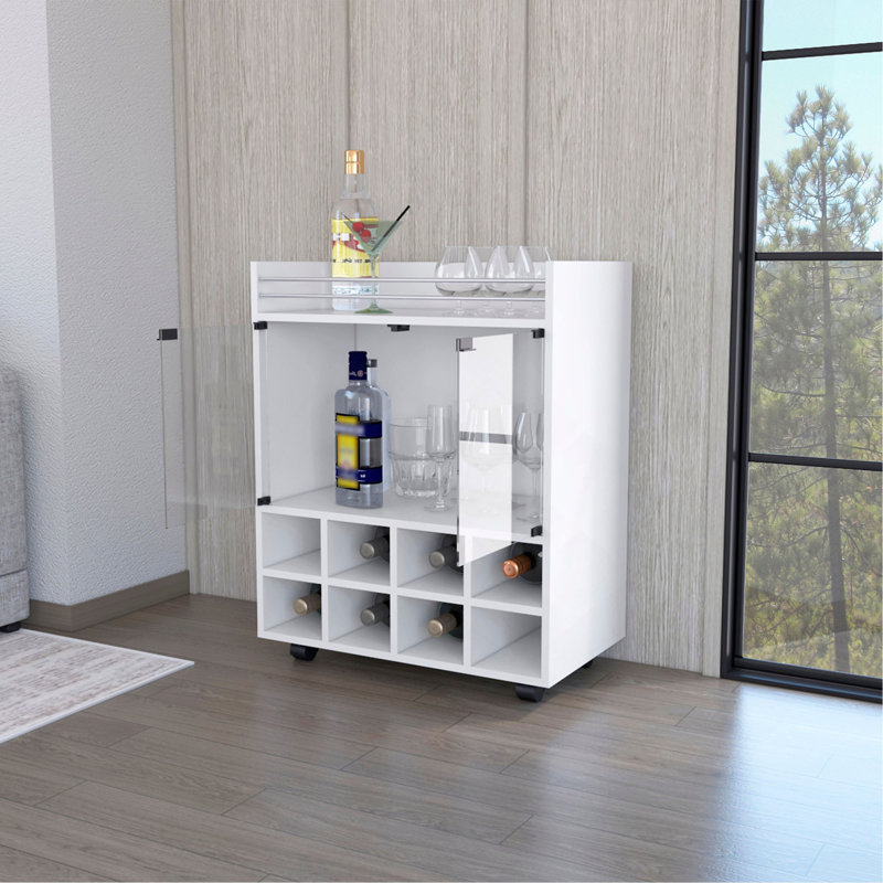 8-Bottle Rack Bar Cart