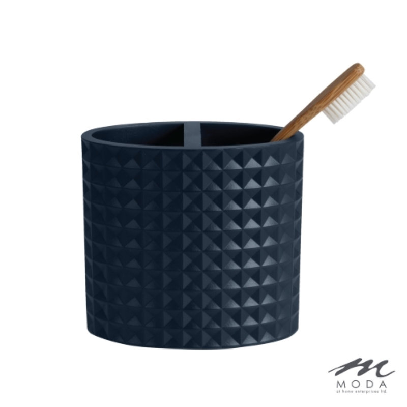 Porte-brosse à dents BRAEMAR en résine blanche, Bleu marine