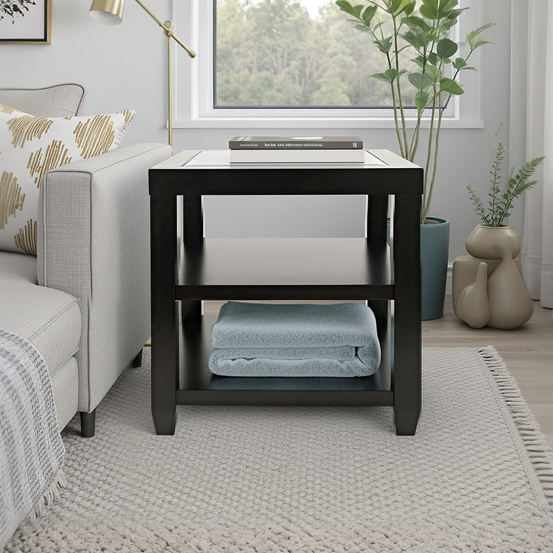 Jessim End Table with Storage, Black
