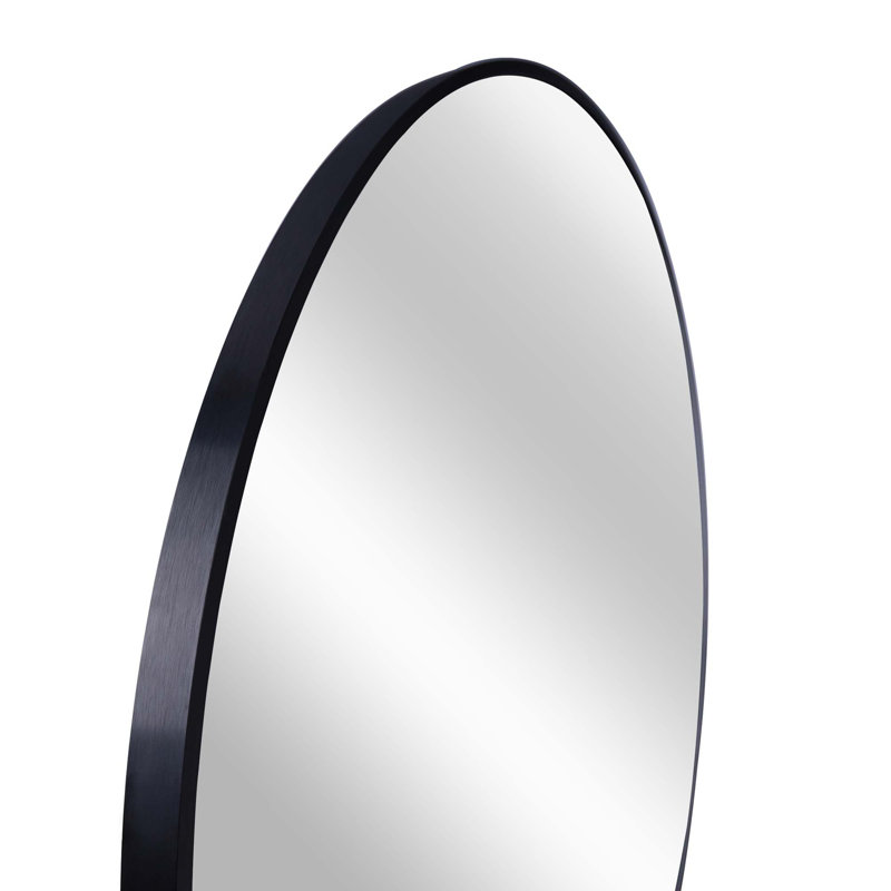 Miroir mural Hermien, Noir, 24 po x 24 po, Rond