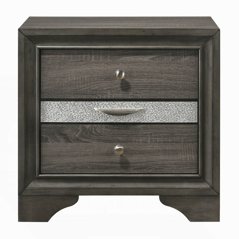 Table de chevet contemporaine avec tiroir à bijoux caché, Gris