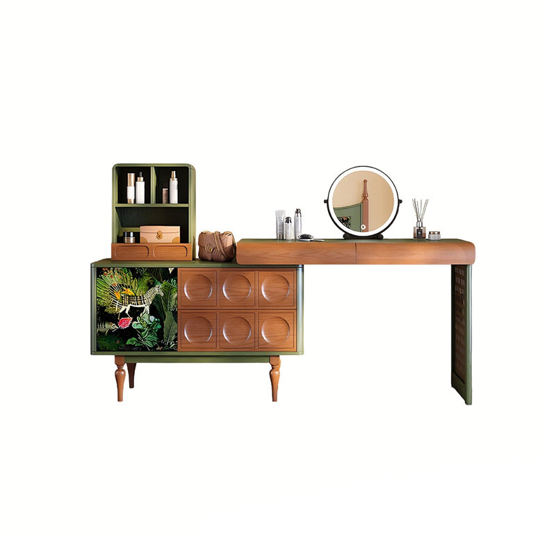 43.31"Green Minimalist Solid Wood Dressing Table