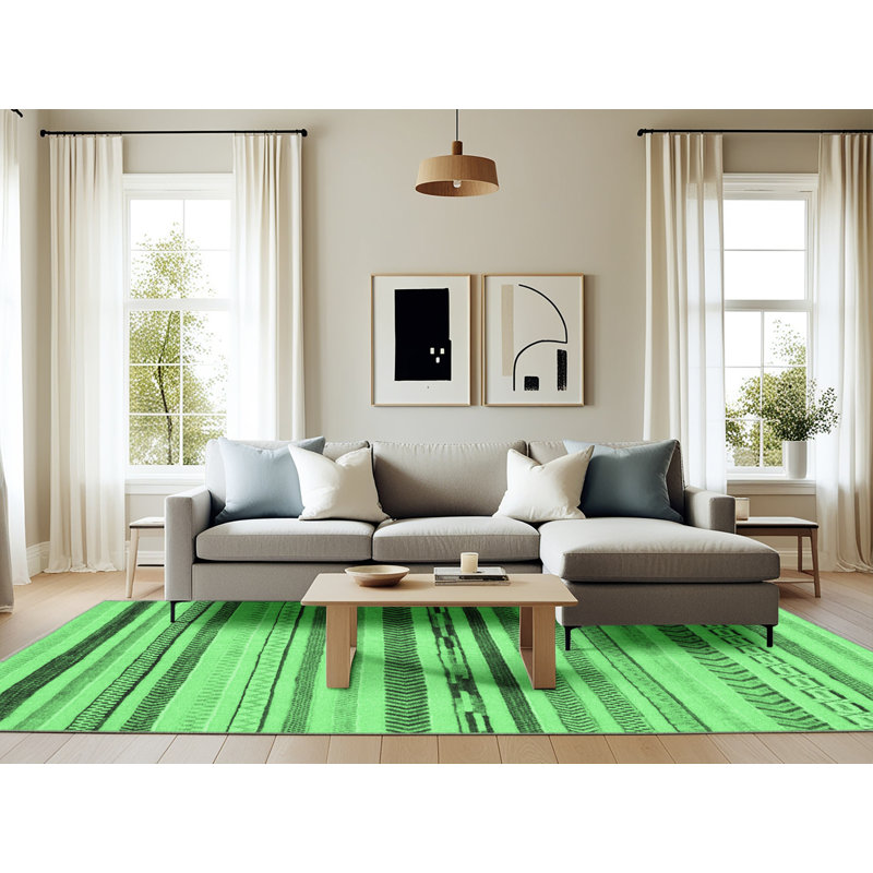 Alzbetka Washable Geometric Indoor Rug, Rectangle 6' x 9'