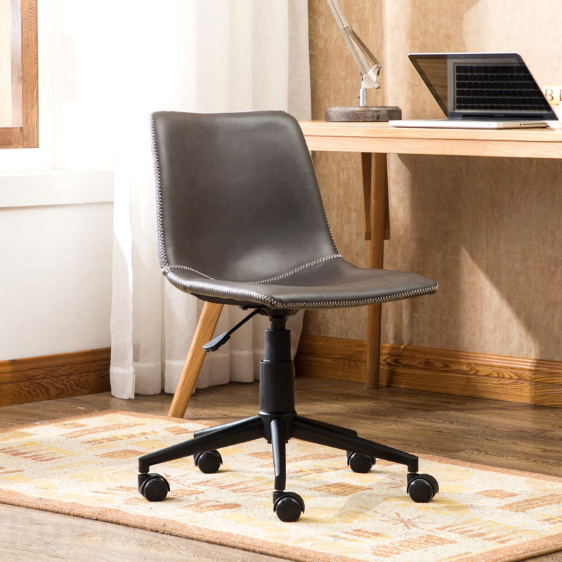 Antique Gray Faux Leather 360 Swivel Air Lift Office Chair, Gray
