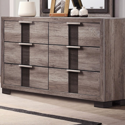 Commode contemporaine 1 pièce à six tiroirs avec boutons en métal (commode)