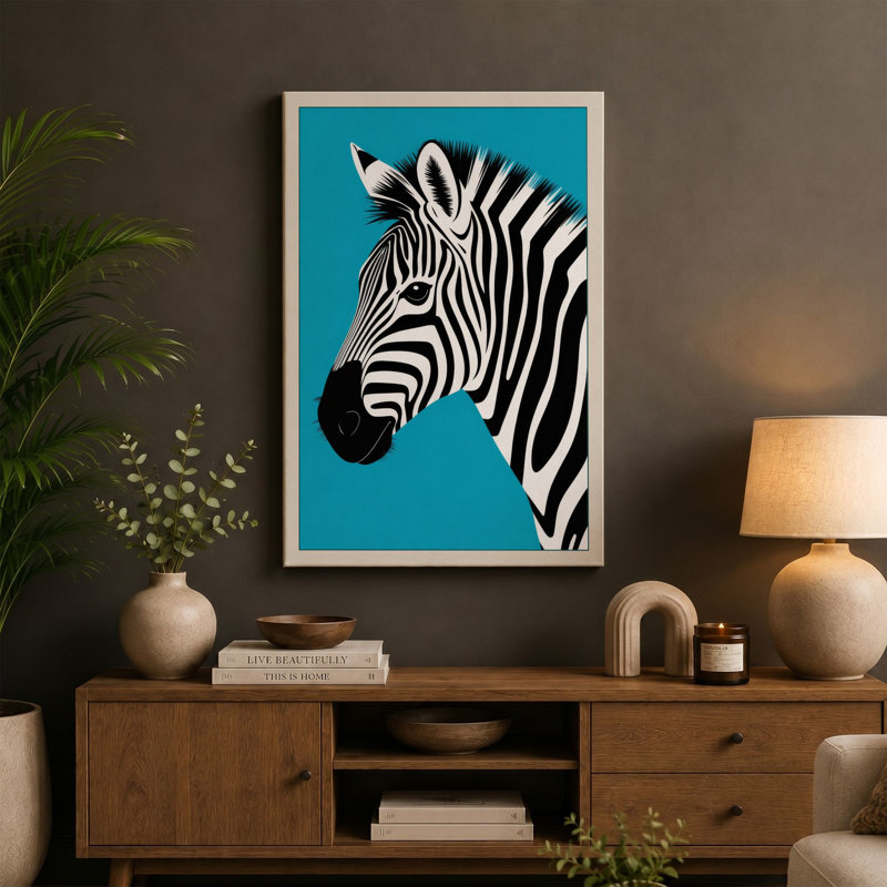 Zebra In Profile Modern - Print, 24x16 - 61.0 x 40.6 cm, Cream Border