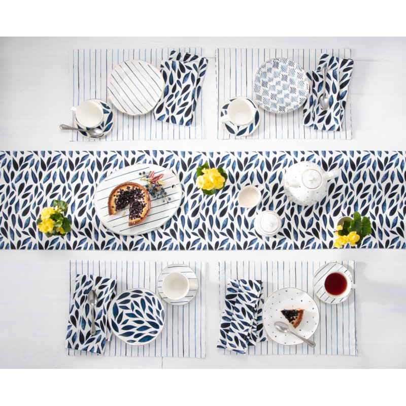 Lenox Blue and White Reversible Polyester Table Runner