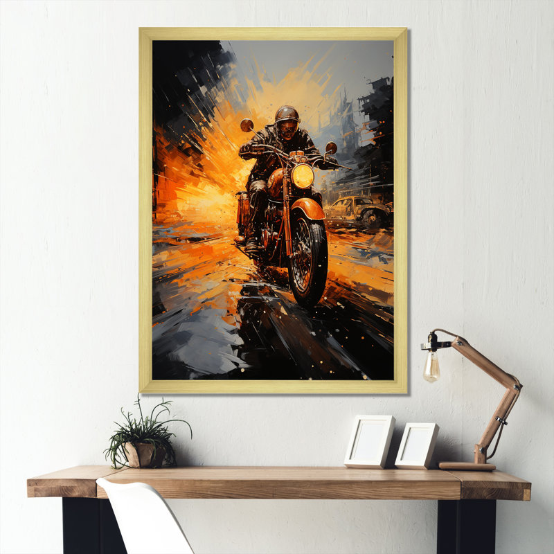 Yellow Dirt Bike Adventure, Cadre doré simple, H 32 po x l 16 po x P 1 po