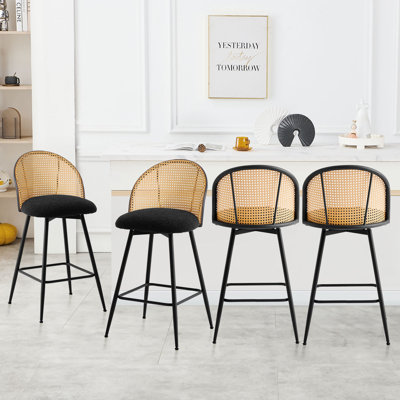 Swivel Upholstered Counter Stool with Metal Frame