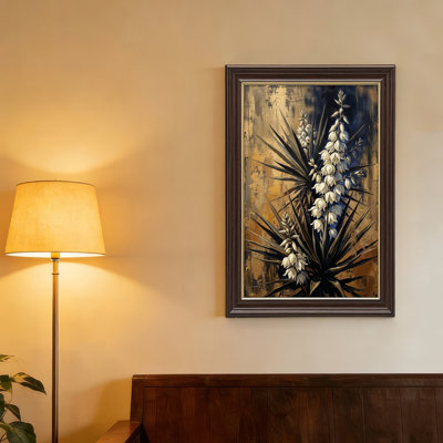 Natural Oak-Look Framed,Canvas Wall Art for Living Room, Bedroom, Office or Entryway – Decorative Wall Decor with Desert Bloom