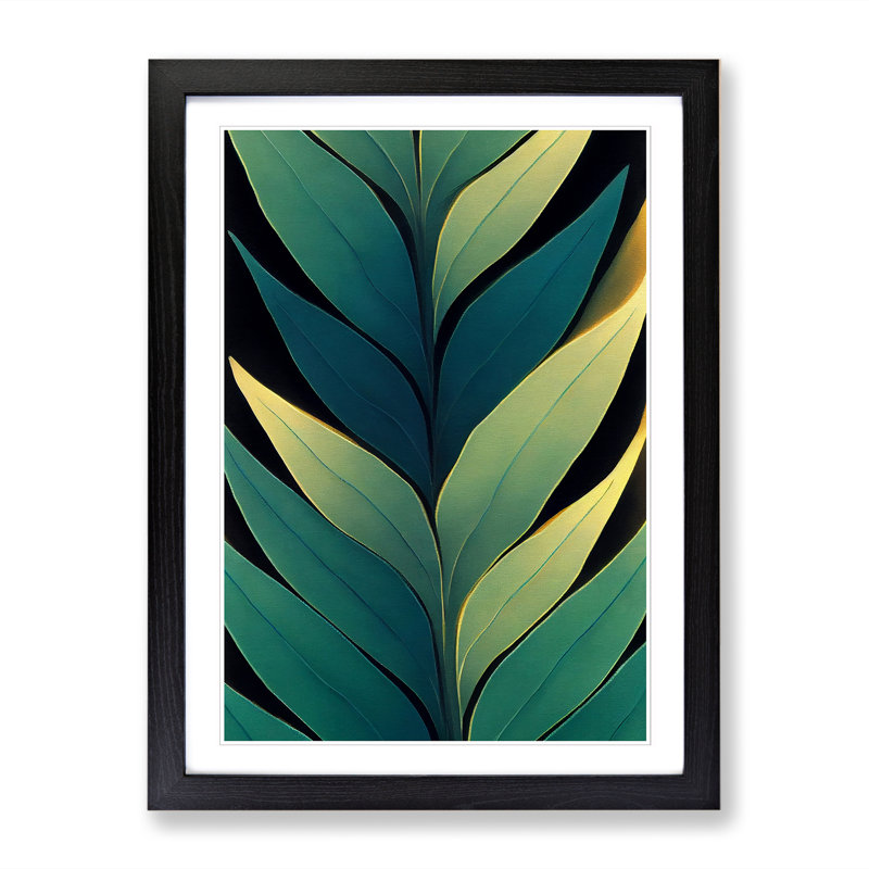 FRM-V0523-1860X Plant Leaf Art Vol.1 - Picture Frame Print, Black, 64cm H x 46cm W x 2cm D