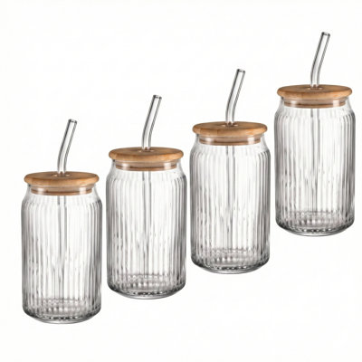 Ribbed Glass Sippers 18oz