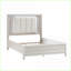 Grand lit tapissier avec tête de lit à DEL avec façades en roseau blanc antique et mobilier de chambre à coucher moderne