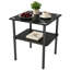 Ensemble de 2 tables d'appoint modernes en verre avec tablette de rangement en MDF et pieds en métal pour le salon
