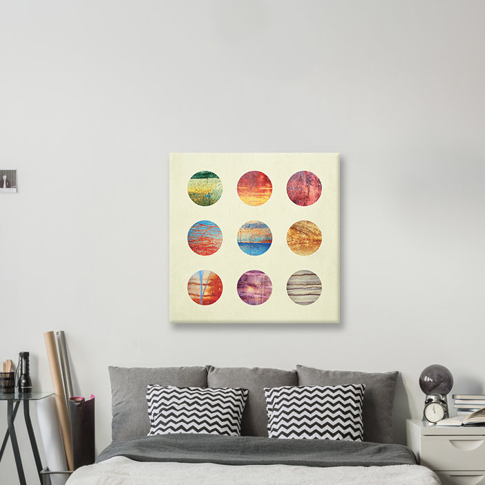 « planètes », impression sur toile tendue, H 18 po x l 18 po x P 1,5 po