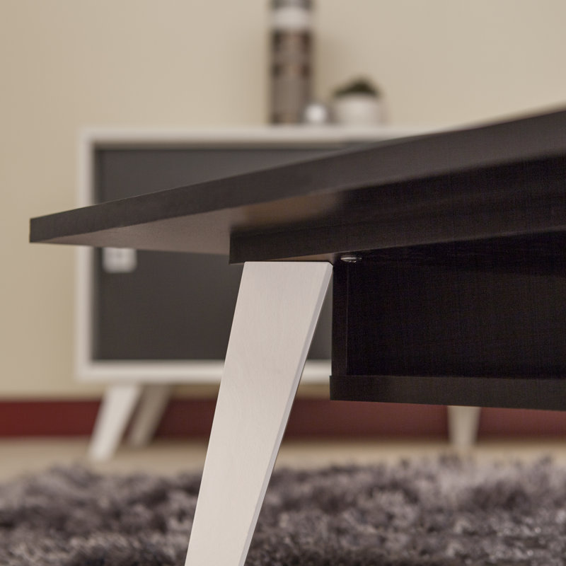 Four Leg Coffee Table with Storage, Black