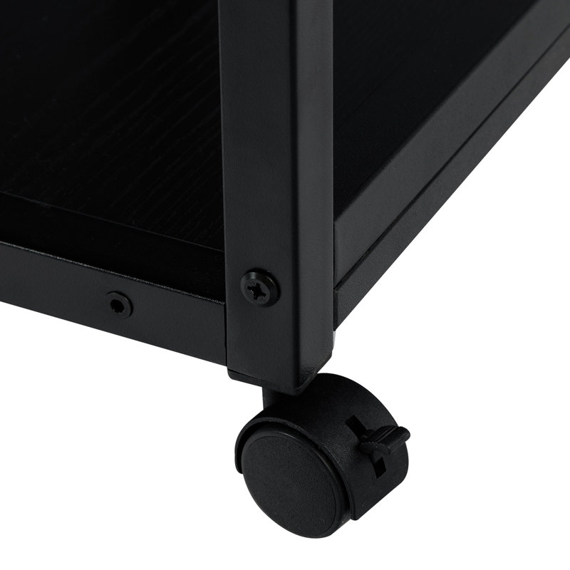 3-Tier Rolling Printer Stand Storage Rack Shelf w/ USB and Power Port, Black