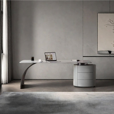 Minimalist sintered stone desk