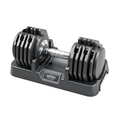 Adjustable Dumbbell Set 5-55 LBS with Quick-Select Dial, Iron Plates, Black Non-Slip Grip & Storage Base for Home Gym Strength Training