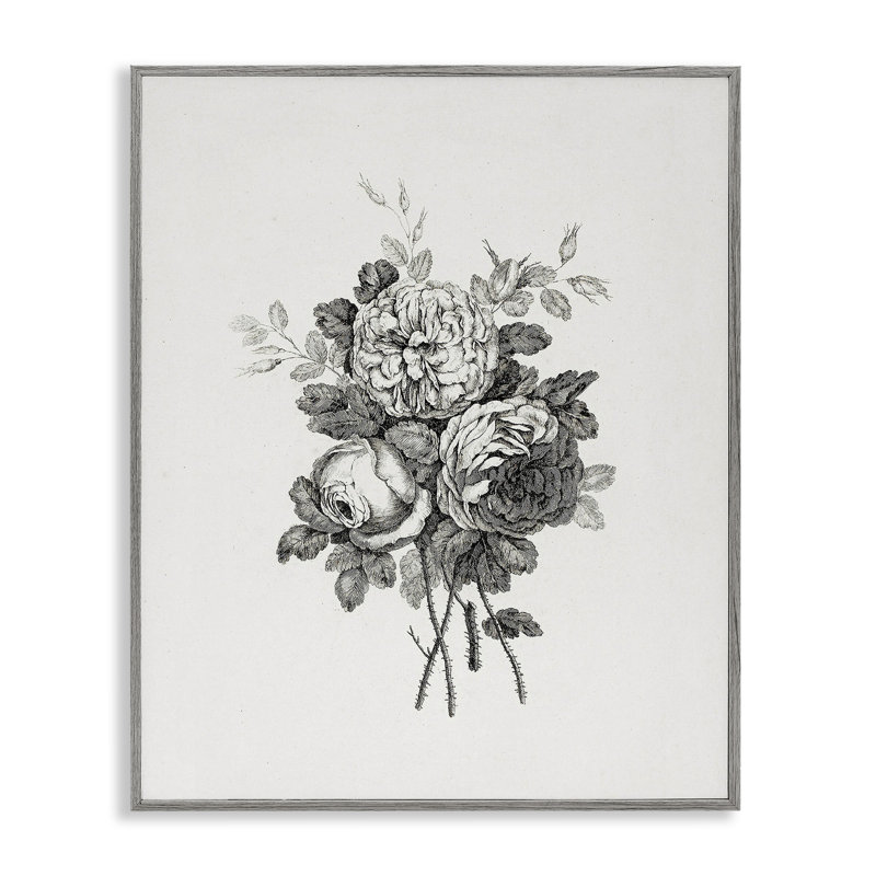 Fleurs mixtes monochromes, estampe numérique, design par lettré et doublé, Estampe numérique Farmhouse, H 30 po x l 24 po