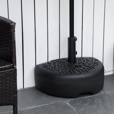 Ainsleigh Sand or Water Filled Half Patio Umbrella Stand Holder, Half Round Umbrella Base for Lawn, Fit 1.5"or 2" Pole, 40lb Capacity Water or 46lb Capacity Sand, Black