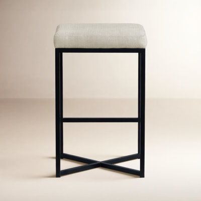 Rosetta Backless Upholstered Stool with Iron Frame 