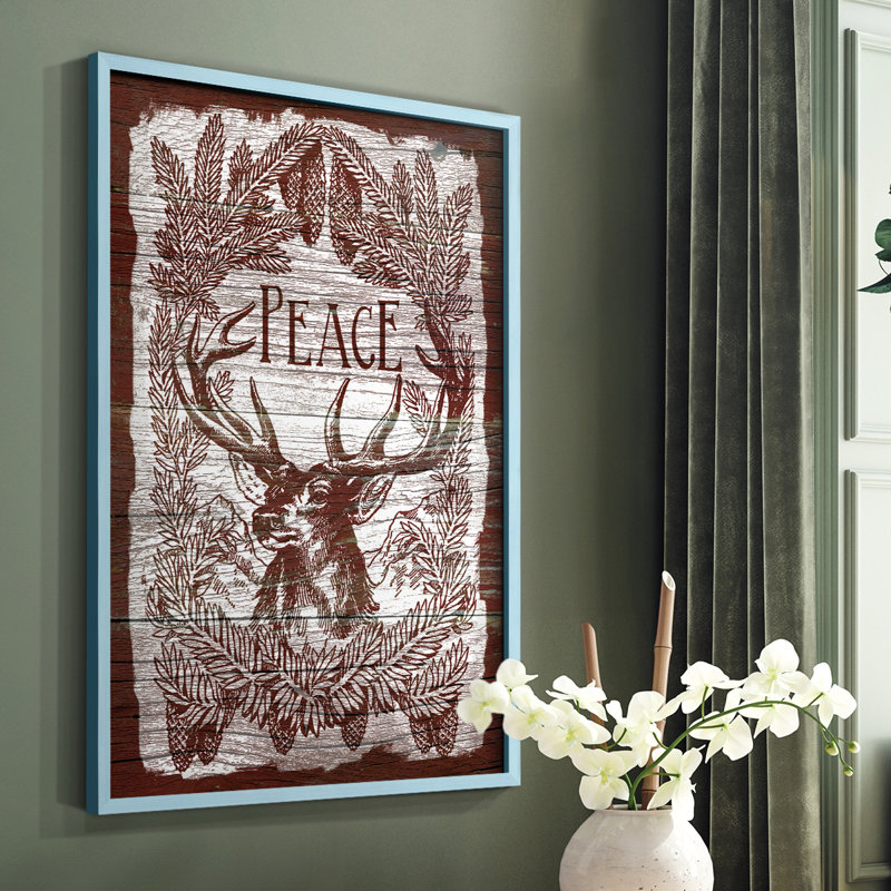 Red Wood Peace, reproduction encadrée - bois massif, Bleu, H 10 po x l 8 po