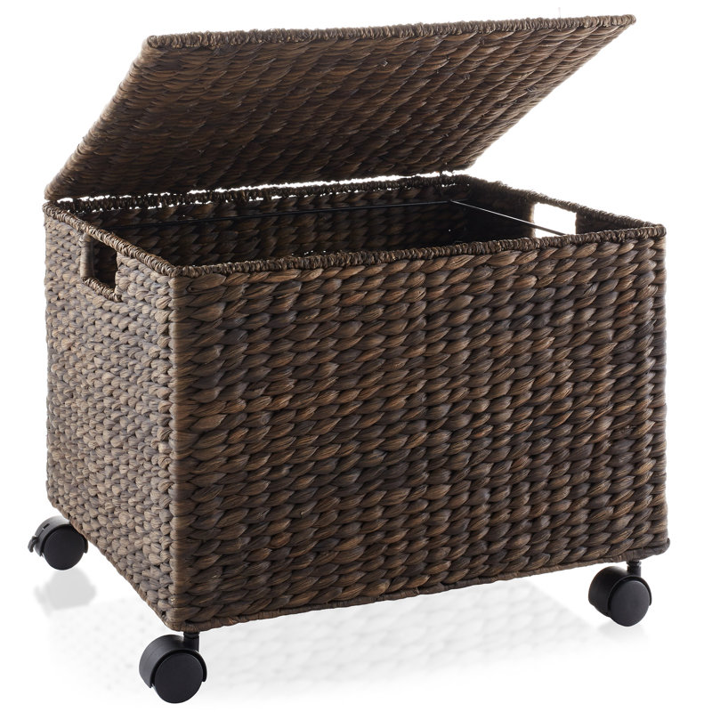 Casafield Water Hyacinth Rolling Filing Cabinet, Espresso