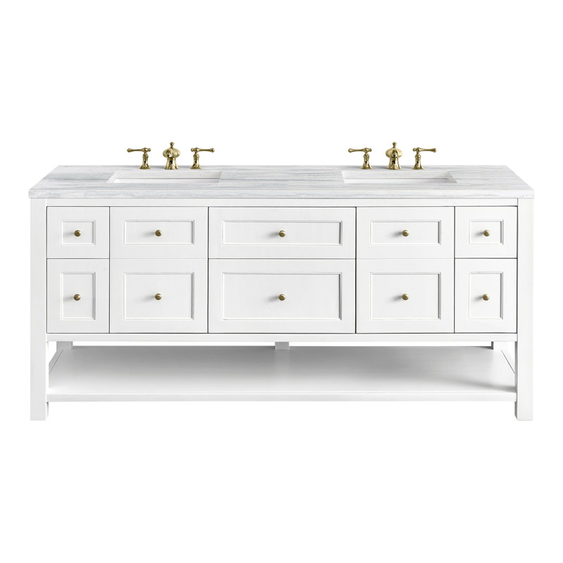 Breckenridge 72'' W Double Vanity, Bright White, Ethereal Noctis, 8" Widespread