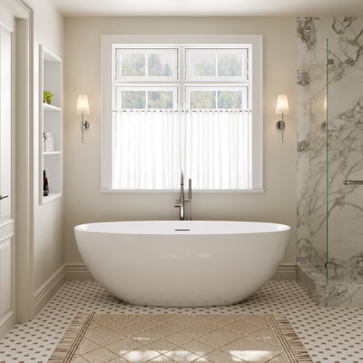 65" x 30" Freestanding Tub Deep Soaking Acrylic Bathtub