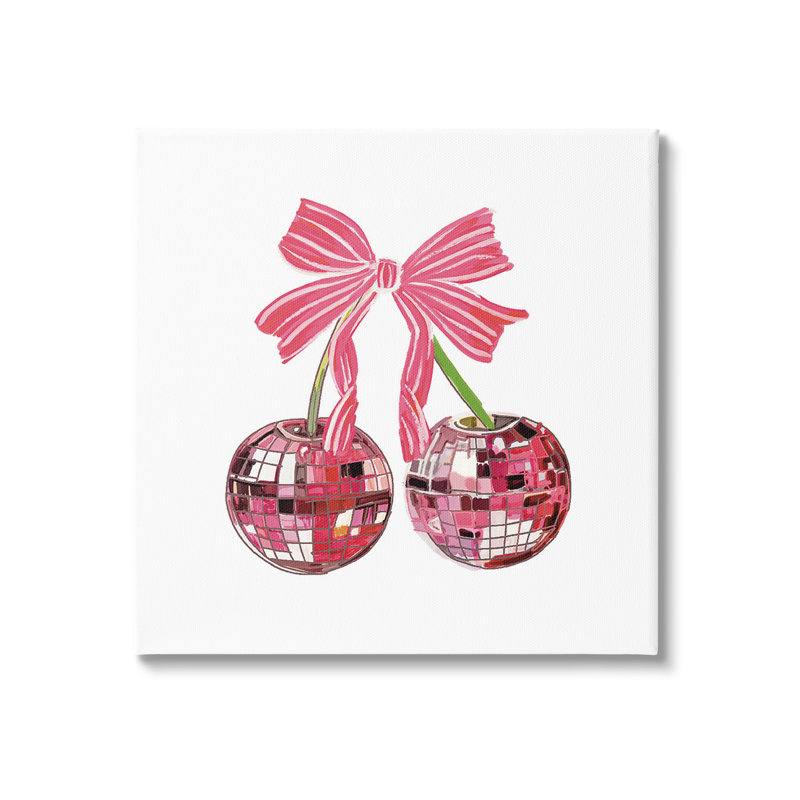 «Cherries & Striped Bow», art mural par Amelia Noyes, H 30 po x l 30 po