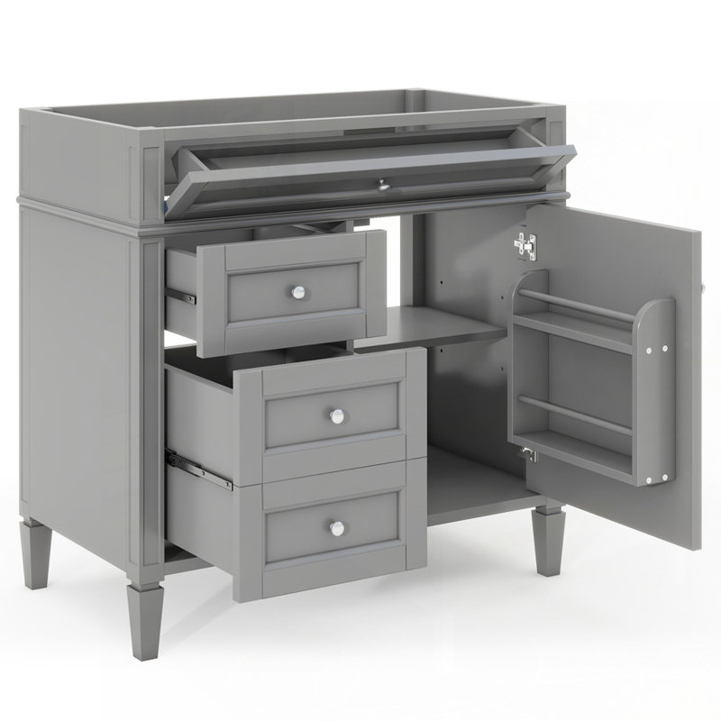 Meuble-lavabo moderne avec rangement abondant et design élégant, Gris