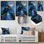 Orange, bleu, hiver, gothique, fantôme, château, châteaux, art mural-2030931530-2030931533