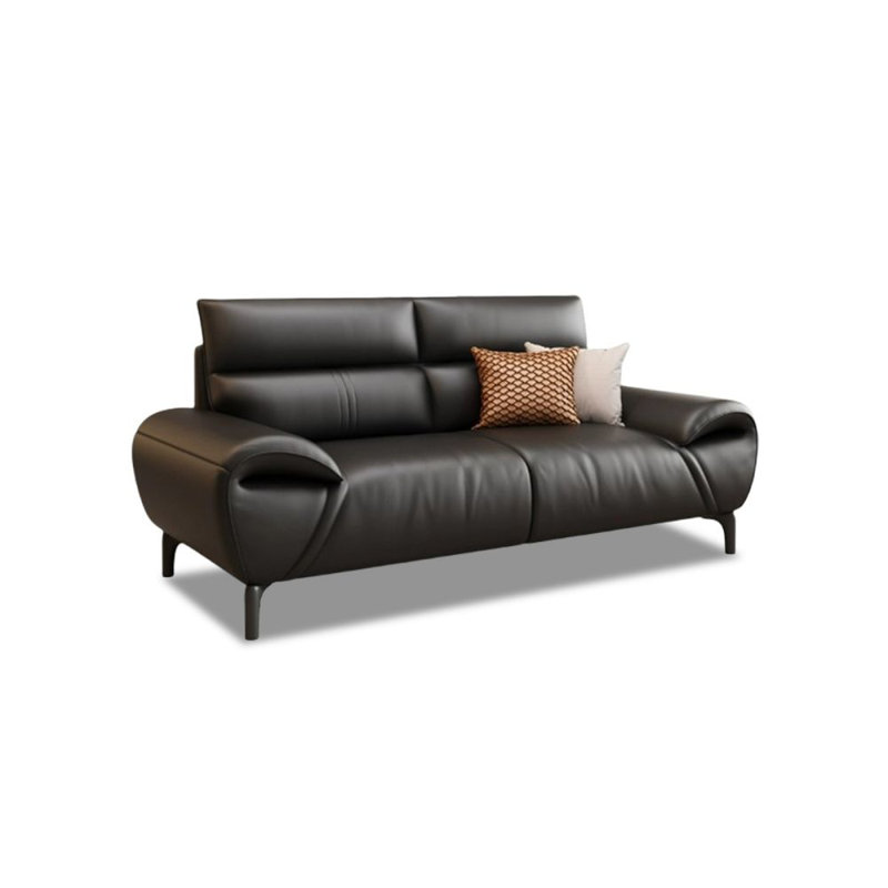 Coussin de canapé standard noir en cuir véritable noir, H 33,46 po x l 62,99 po x P 35,43 po