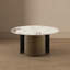 Ensemble de table de salon 2 pièces Monica Modern Glam avec plateau en pierre frittée et table de bout en bronze