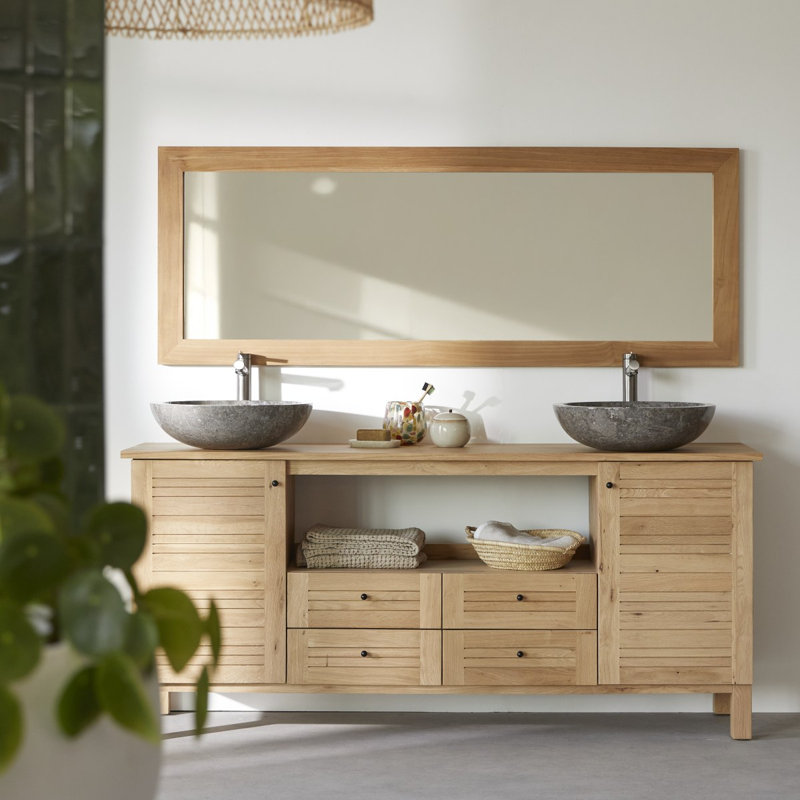 Tona Wood Wall Mirror, 60 cm H x 160 cm W x 2 cm D