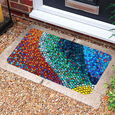 Paillasson durable en PVC antidérapant de 15,7 po x 27,6 po | Matériau 100% PVC résistant aux intempéries | Idéal pour une utilisation intérieure et extérieure, facile à nettoyer, design élégant pour les entrées de maison et les patios