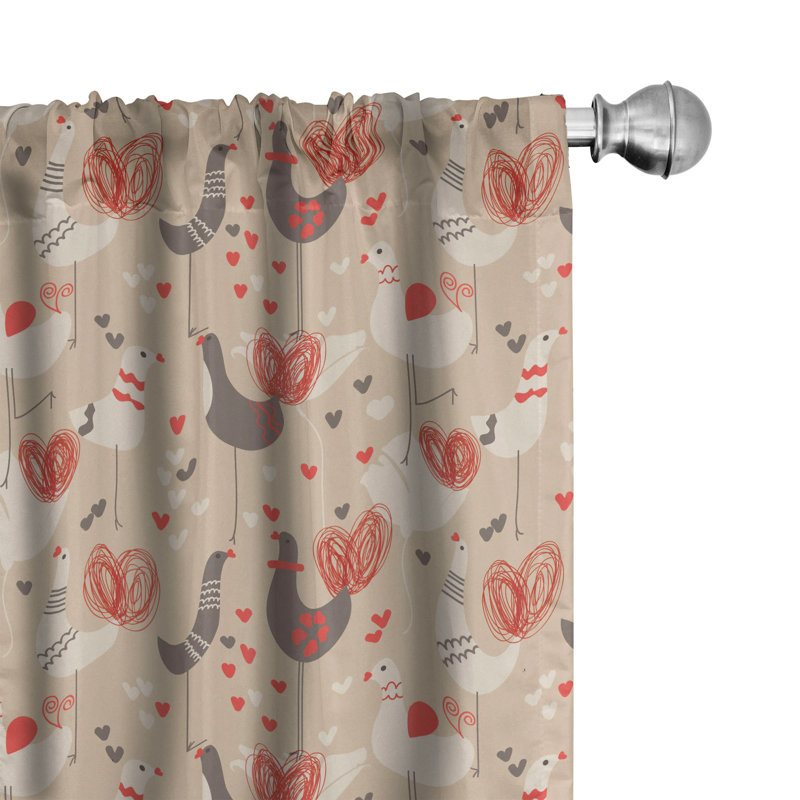 Paire de rideaux semi-transparents avec passe-tringle Birds, 28 po x 95 po