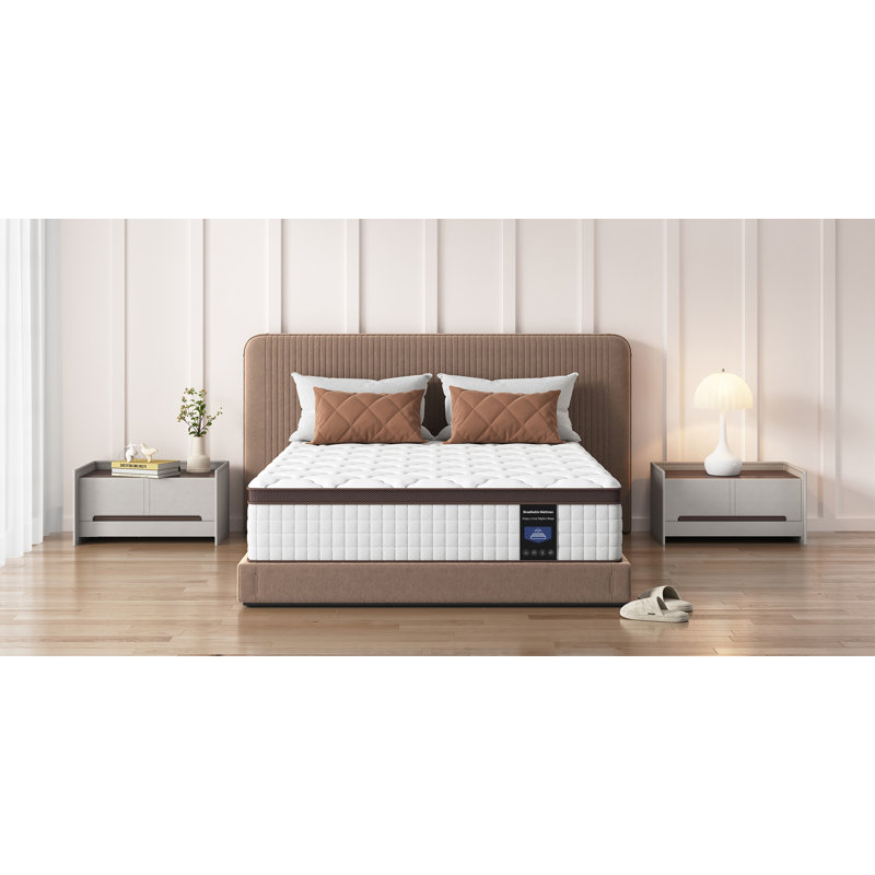 Matelas hybride 12 à 14 po - mousse viscoélastique gélifiée au charbon de bambou et support de ressorts ensachés, mi-ferme, période d'essai de 100 nuits